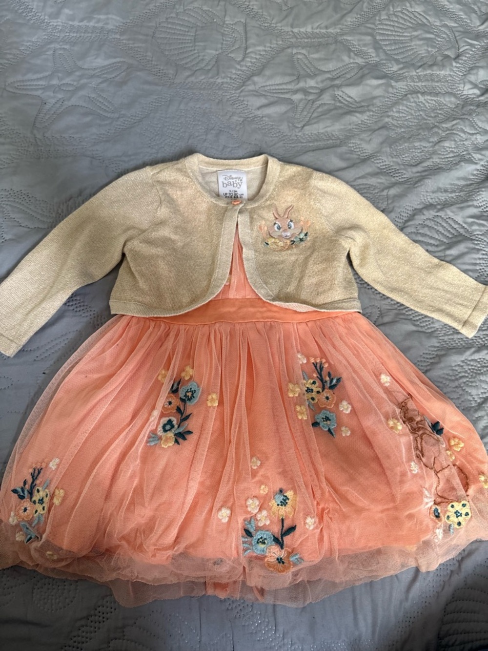Disney Baby Cream Knit Cardigan with Peach Accents